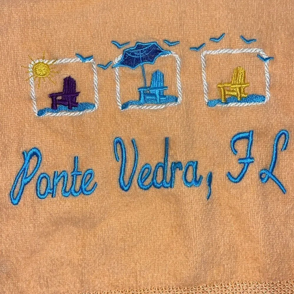 Retro Chairs Umbrella Anchor Ponte Vedra Florida Beach Towel Set of 2 Vintage